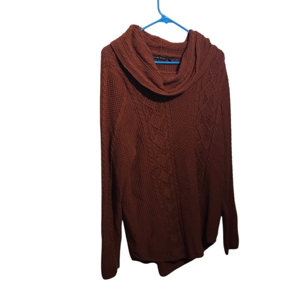 Jean Pierre Rust Cowl Neck Cable Knit Sweater Size XL
